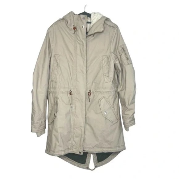 Timberland Mt. Kelsey Parka Shearling Lined Fleece Coat Taupe - Picture 7 of 14